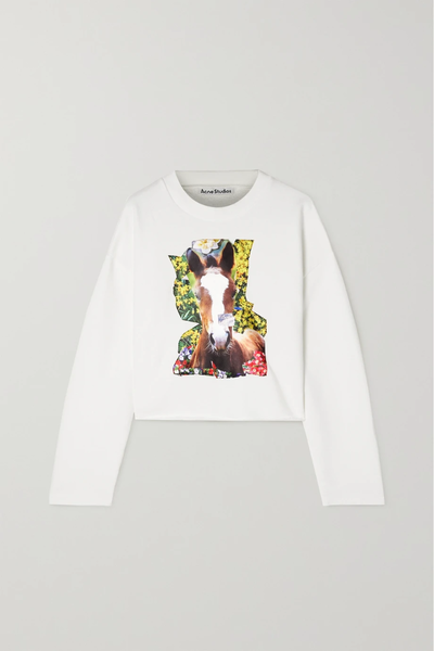 유럽직배송 아크네스튜디오 스웻셔츠 ACNE STUDIOS Printed satin-appliquéd cotton-jersey sweatshirt 1647597285300550
