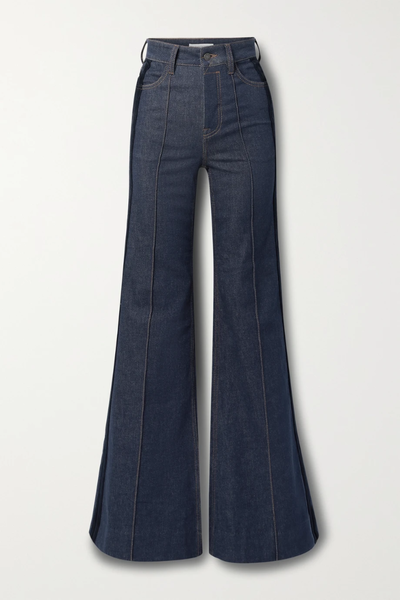 유럽직배송 짐머만 청바지 ZIMMERMANN Kaleidescope velvet-trimmed high-rise flared jeans 46376663162645818