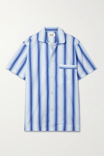 유럽직배송 TEKLA Striped organic cotton-poplin pajama shirt 1647597290382911