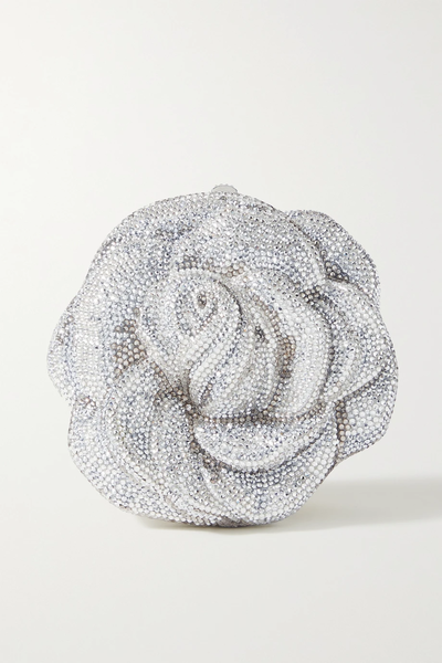 유럽직배송 주디스리버 클러치 JUDITH LEIBER COUTURE Rose Desiree crystal-embellished silver-tone clutch 43769801096707312