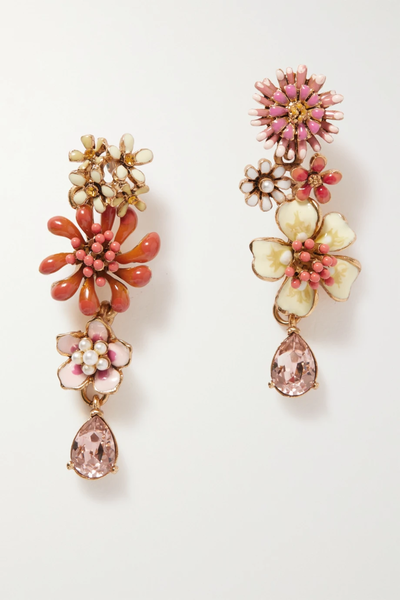 유럽직배송 오스카르데라렌타 귀걸이 OSCAR DE LA RENTA Primavera gold-tone, enamel and multi-stone earrings 1647597278872020