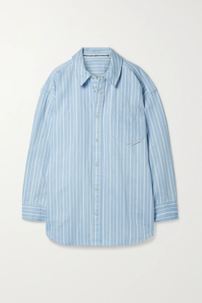 유럽직배송 알렉산더왕 셔츠자켓 ALEXANDER WANG Oversized striped cotton-gabardine shirt jacket 46376663162443341