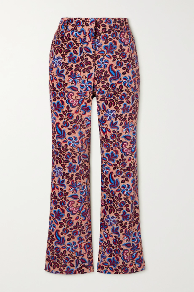 유럽직배송 라더블제이 팬츠 LA DOUBLEJ Floral-print cotton-velvet flared pants 46376663162710973