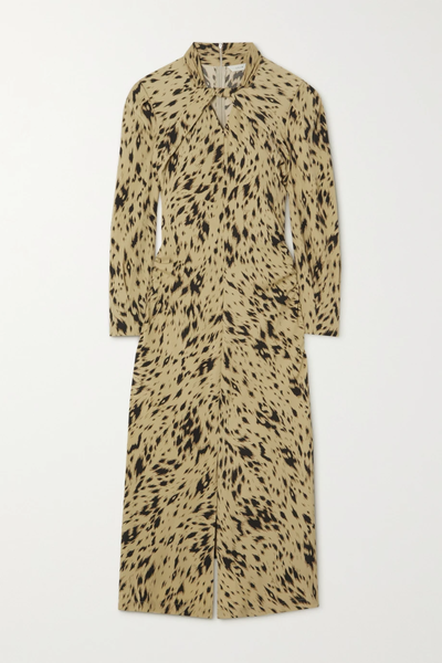 유럽직배송 르비에르 원피스 LVIR Twisted ruched leopard-print crepe midi dress 43769801096357499