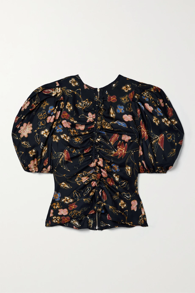유럽직배송 울라존슨 ULLA JOHNSON Elise ruched floral-print silk-twill top 1647597284340115