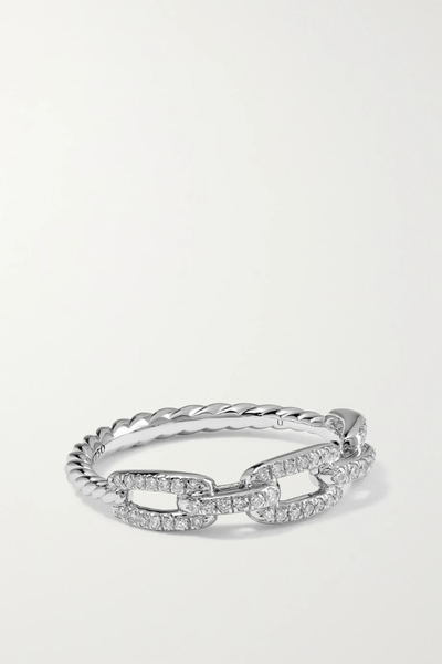 유럽직배송 데이비드율만 반지 DAVID YURMAN Stax Chain Link 18-karat white gold diamond ring 1647597285002971
