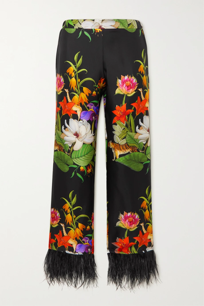 유럽직배송 보르고드노르 팬츠 BORGO DE NOR Eden feather-trimmed floral-print silk-twill straight-leg pants 1647597289250256