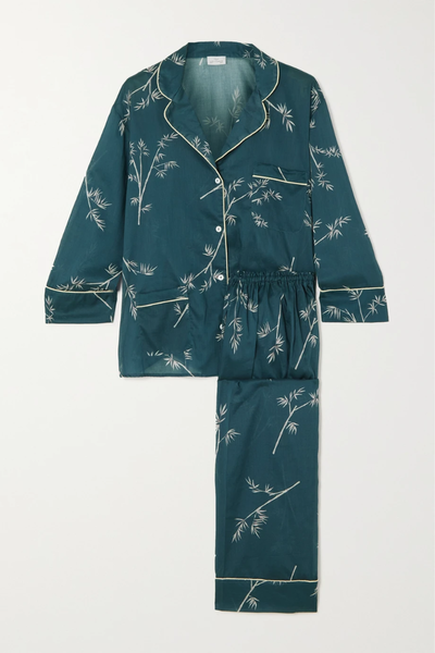 유럽직배송 POUR LES FEMMES Cropped printed cotton-sateen pajama set 45666037504998671