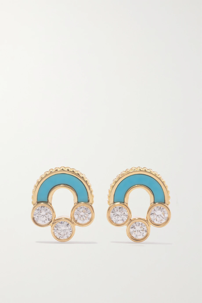 유럽직배송 빌티에 귀걸이 VILTIER Magnetic 18-karat gold, turquoise and diamond earrings 1647597282906364