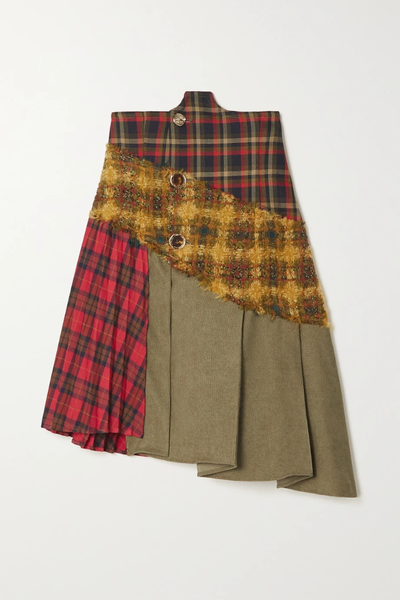 유럽직배송 앤더슨벨 미니스커트 ANDERSSON BELL Margo patchwork checked wool-blend bouclé, corduroy and twill mini skirt 1647597286299483