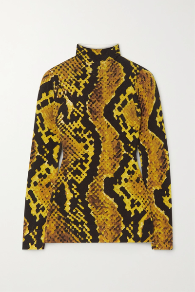 유럽직배송 AZ FACTORY + Thebe Magugu snake-print stretch-knit turtleneck sweater 1647597284491677
