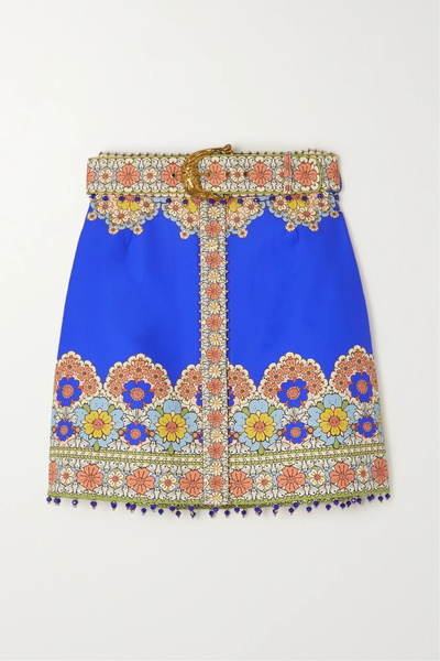 유럽직배송 짐머만 미니스커트 ZIMMERMANN Cosmic Sagittarius belted embellished printed cotton and silk-blend twill mini skirt 46376663162645885