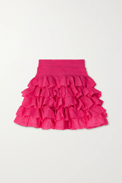 유럽직배송 알라이아 미니스커트 ALAÏA Ruffled tiered stretch-knit mini skirt 43769801097439879