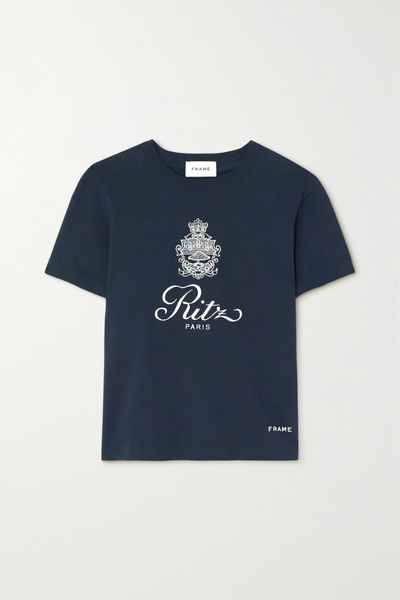 유럽직배송 프레임 티셔츠 FRAME + Ritz Paris embroidered cotton-jersey T-shirt 1647597280898638