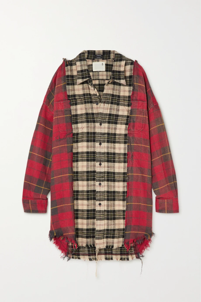 유럽직배송 알13 셔츠 R13 Oversized distressed checked cotton-flannel shirt 46376663162686213