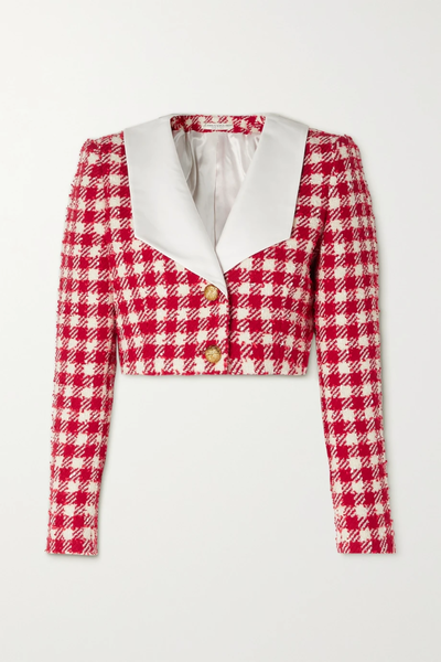 유럽직배송 알레산드라리치 자켓 ALESSANDRA RICH Cropped silk mikado-trimmed metallic wool-blend tweed jacket 1647597278312101