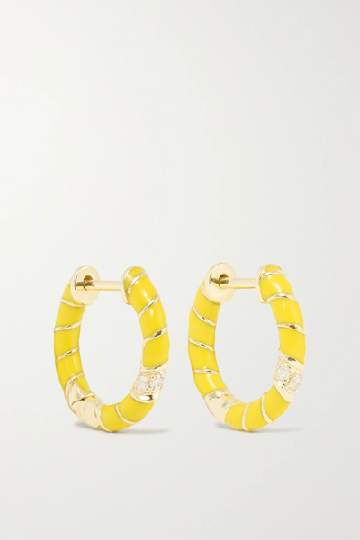 유럽직배송 이본레옹 귀걸이 YVONNE LÉON 9-karat gold, enamel and diamond hoop earrings 1647597282730445