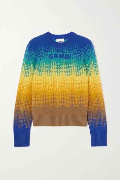유럽직배송 가니 스웨터 GANNI Intarsia wool-blend sweater 46376663162544073