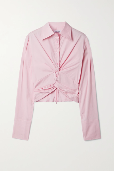 유럽직배송 안나콴 셔츠 ANNA QUAN Jade twist-front cropped cotton-blend poplin shirt 45666037505313551