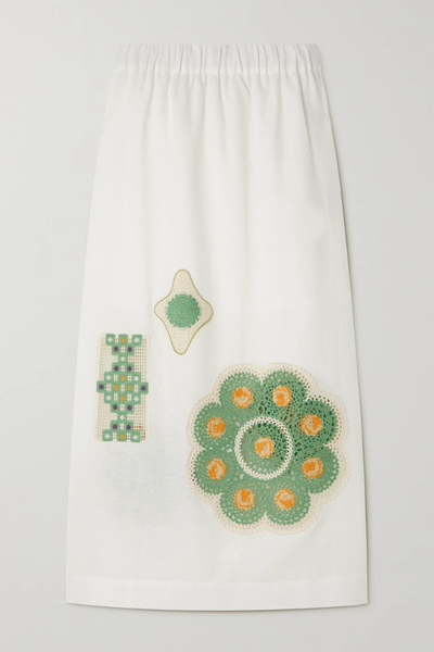 유럽직배송 알레메 스커트 ALÉMAIS Ramona crochet-embellished cotton and linen-blend midi skirt 46376663162488245