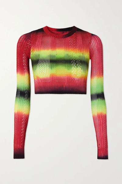 유럽직배송 AGR Cropped ombré pointelle-knit sweater 45666037504788401