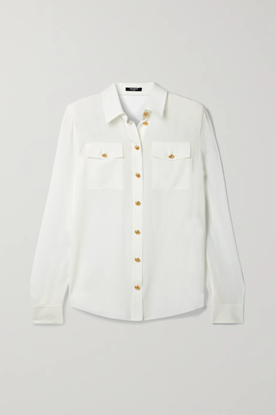 유럽직배송 발망 셔츠 BALMAIN Button-embellished silk crepe de chine shirt 38063312419800811