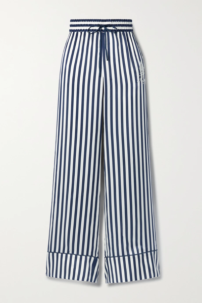 유럽직배송 프레임 FRAME + Ritz Paris embroidered striped silk-satin pajama pants 1647597280898629