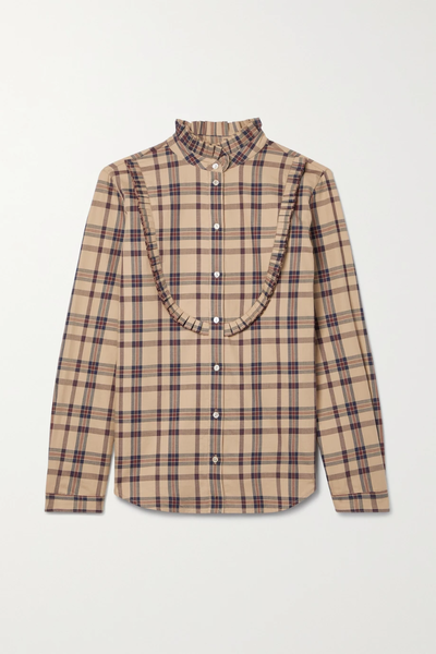 유럽직배송 닐리로탄 셔츠 NILI LOTAN Gretta ruffled checked cotton-twill shirt 38063312418892705