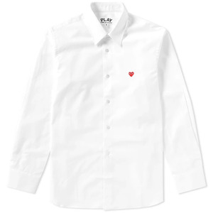 유럽직배송 꼼데가르송 플레이 리틀 레드 하트 셔츠 화이트 COMME DES GARCONS PLAY LITTLE RED HEART BASIC SHIRT WHITE