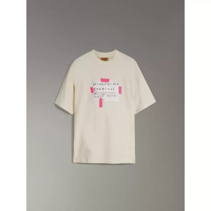 유럽직배송 버버리 사인 프린트 코튼 티셔츠 내추럴 화이트 BURBERRY SIGN PRINT COTTON T-SHIRT 80028991