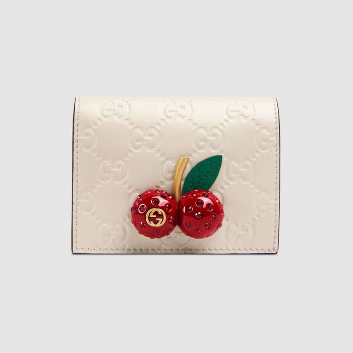 유럽직배송 구찌 GUCCI Signature card case wallet with cherries 4760500G6ET8597