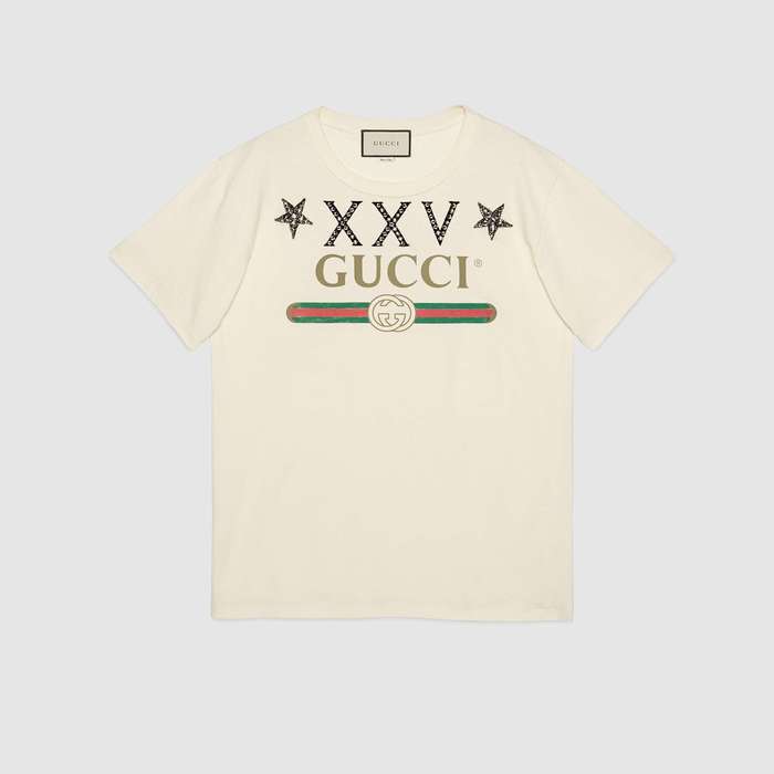 유럽직배송 구찌 GUCCI Oversize T-shirt with Gucci logo and stars 492347X9Y387550