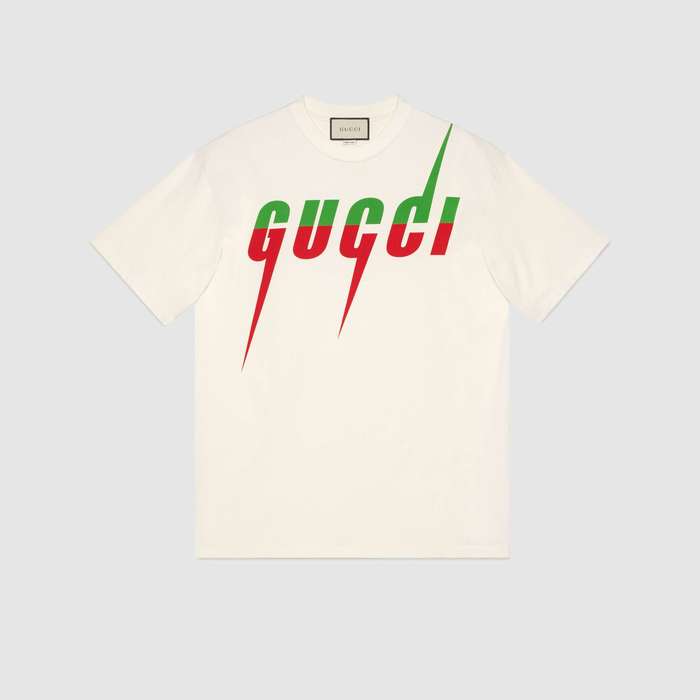 유럽직배송 구찌 티셔츠 GUCCI T-shirt with Gucci Blade print 565806XJAZY9037