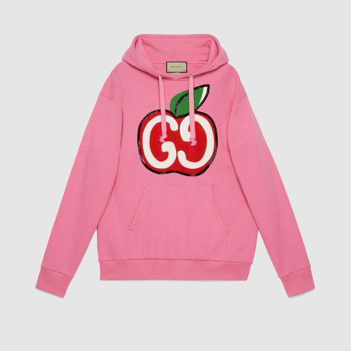 유럽직배송 구찌 GUCCI Hooded sweatshirt with GG apple print 610160XJCCK5412