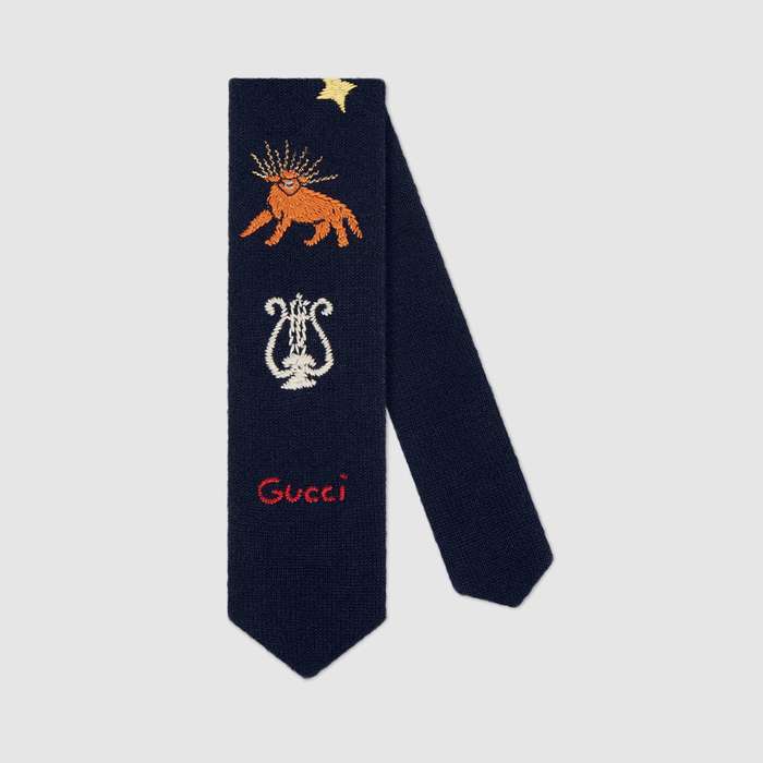 유럽직배송 구찌 GUCCI Wool tie with embroidery 5815844X2064100
