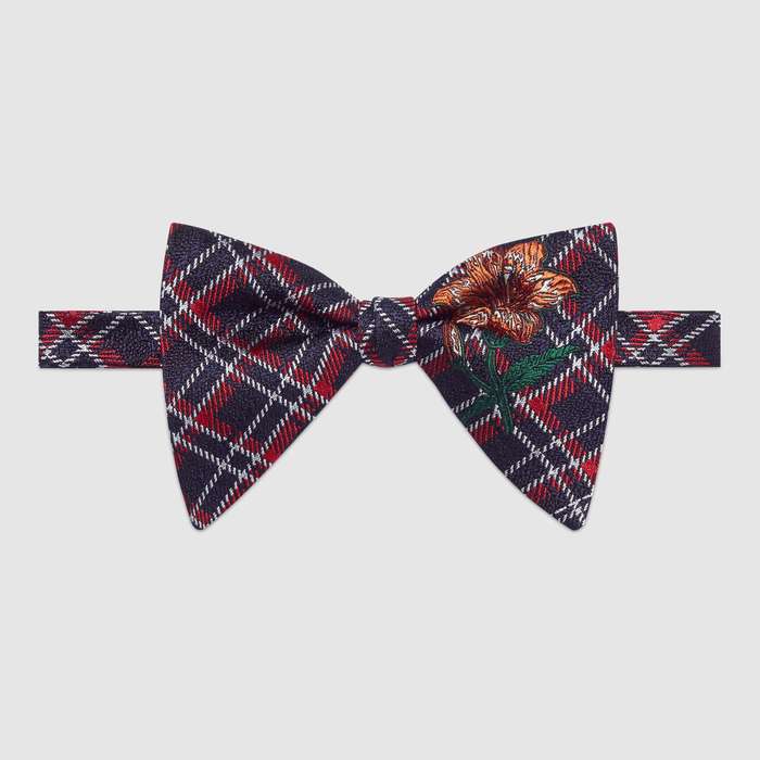 유럽직배송 구찌 GUCCI Embroidered plaid bow tie 4961444G0024074