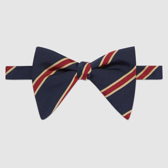 유럽직배송 구찌 GUCCI Striped silk cotton bow tie 4974604G9324174