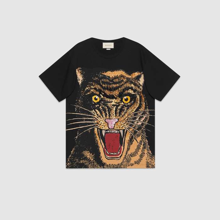 유럽직배송 구찌 GUCCI Oversize T-shirt with feline print 539081XJA8V1082