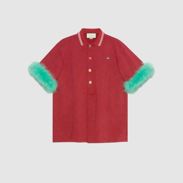 유럽직배송 구찌 GUCCI Oversize cotton polo shirt with feathers 580859XJBHN6417