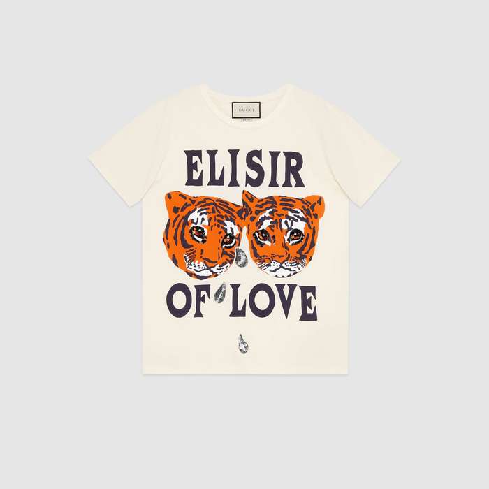 유럽직배송 구찌 GUCCI Oversize T-shirt with tigers print 492347XJBHQ7136
