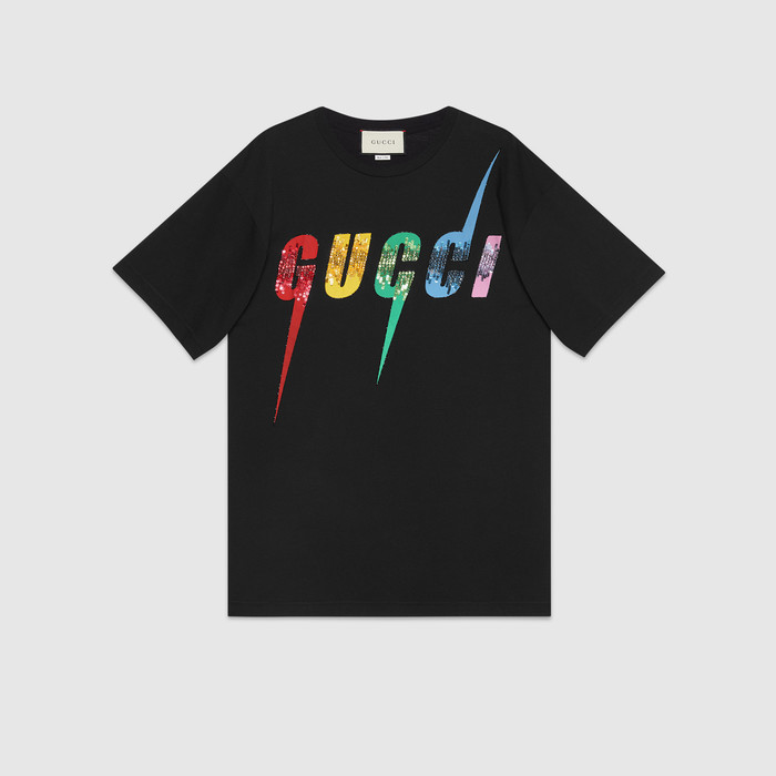 유럽직배송 구찌 GUCCI Oversize T-shirt with Gucci Blade print 539081XJA2H1082