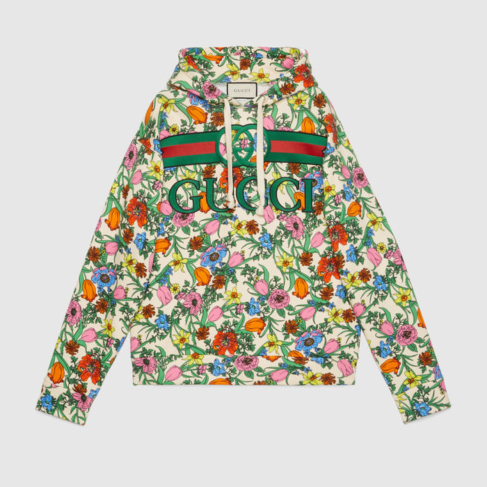 유럽직배송 구찌 GUCCI Gucci Pop Flora print hooded sweatshirt 610156XJCCI9487