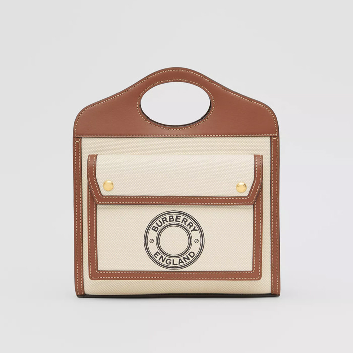 유럽직배송 버버리 미니 로고 그래픽 캔버스 레더 포켓백 BURBERRY Mini Logo Graphic Canvas and Leather Pocket Bag 80280621