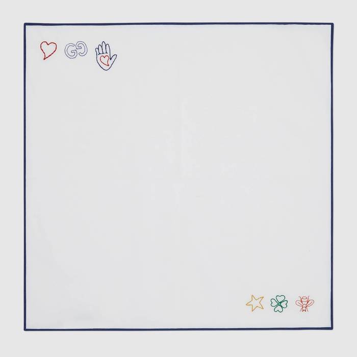 유럽직배송 구찌 GUCCI Gucci Cotton pocket square with embroidery 6248074G1019068