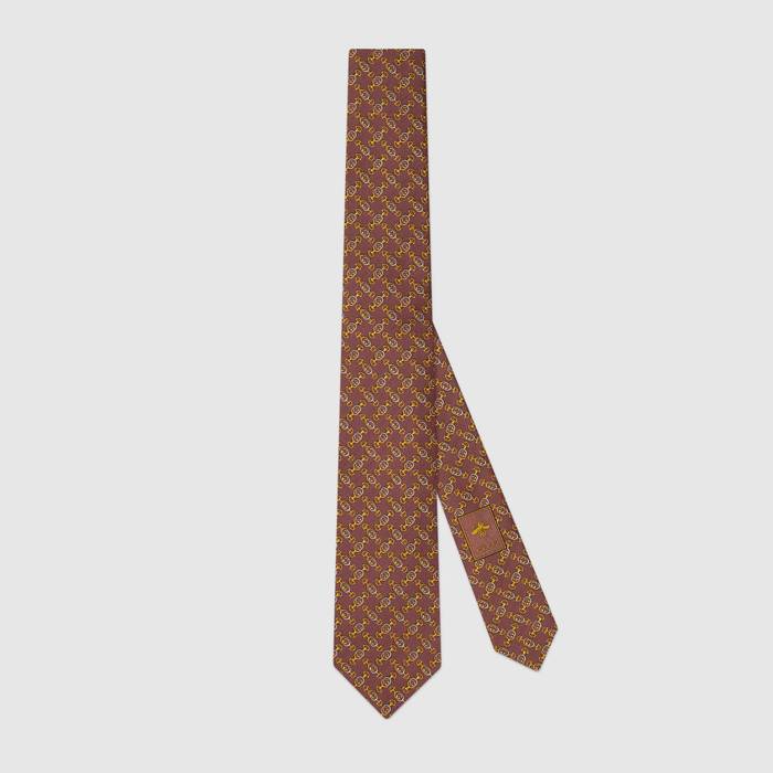 유럽직배송 구찌 GUCCI Gucci Interlocking G Horsebit silk tie 6258724E6726900