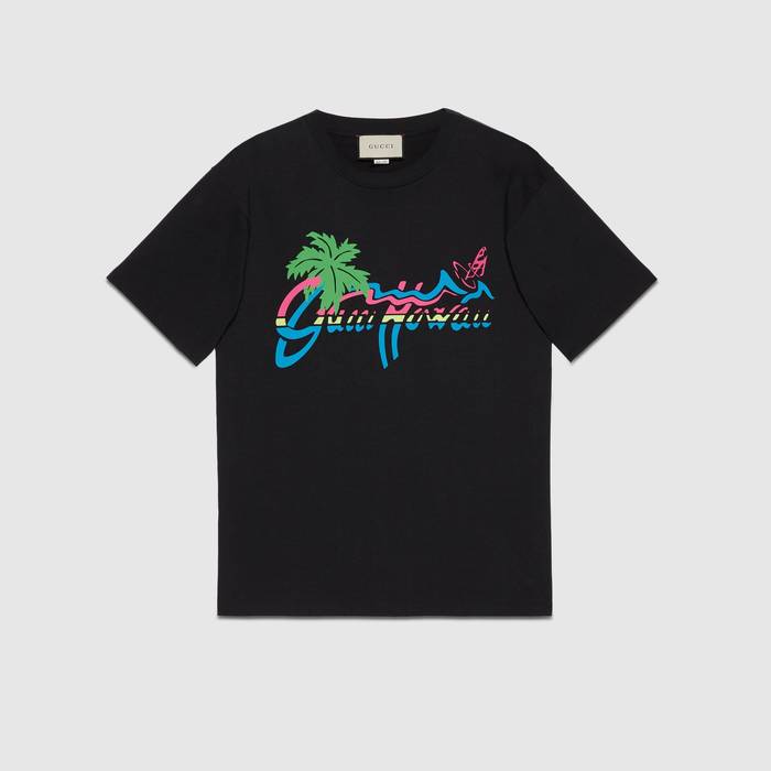 유럽직배송 구찌 GUCCI Gucci - Gucci Hawaii print oversize T-shirt 616036XJCSR1142