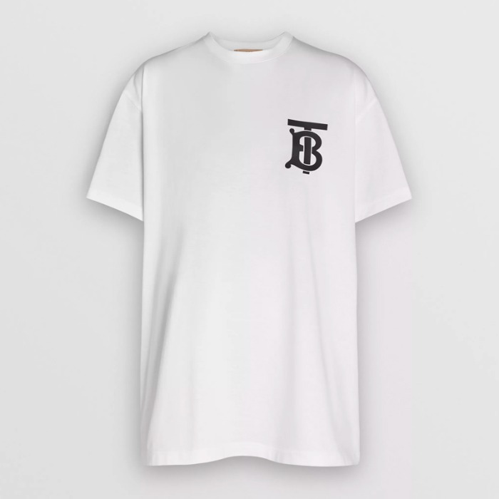 유럽직배송 버버리 여성 모노그램 코튼 오버사이즈 티셔츠 화이트 BURBERRY Women&#039;s Monogram Motif Cotton Oversized T-shirt 80174731