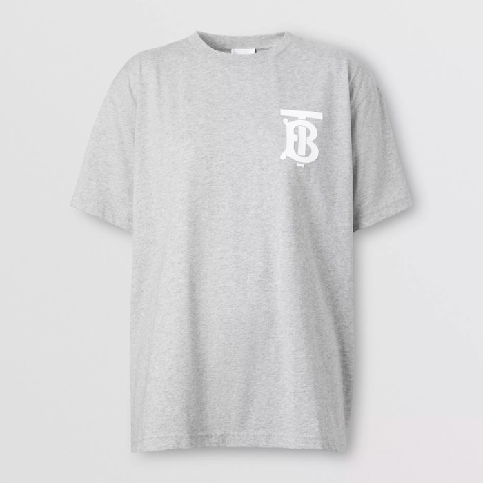 유럽직배송 버버리 여성 모노그램 코튼 오버사이즈 티셔츠 그레이 BURBERRY Women&#039;s Monogram Motif Cotton Oversized T-shirt 80313101
