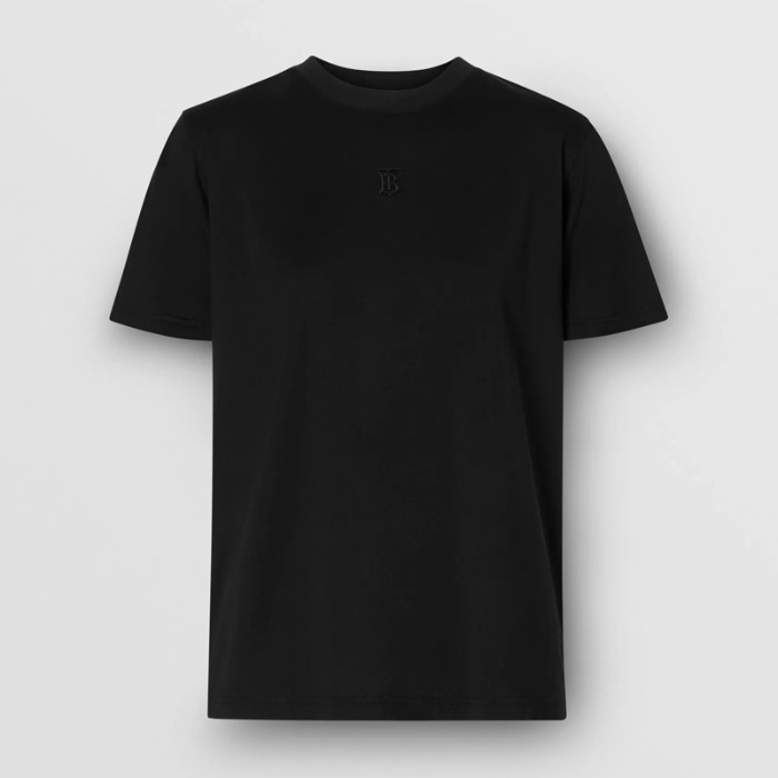 유럽직배송 버버리 여성 모노그램 모티프 코튼 티셔츠 블랙 BURBERRY Woman Monogram Motif Cotton T-shirt 80171211