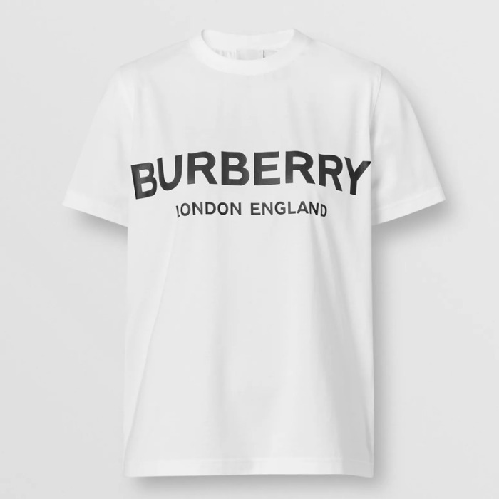 유럽직배송 버버리 여성 로고 프린트 코튼 티셔츠 화이트 BURBERRY Woman Logo Print Cotton T-shirt 80088941